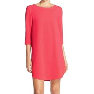 BB Dakota Jazlyn Crepe Pink 3/4 Length Sleeve Shift Mini Dress Office Career L